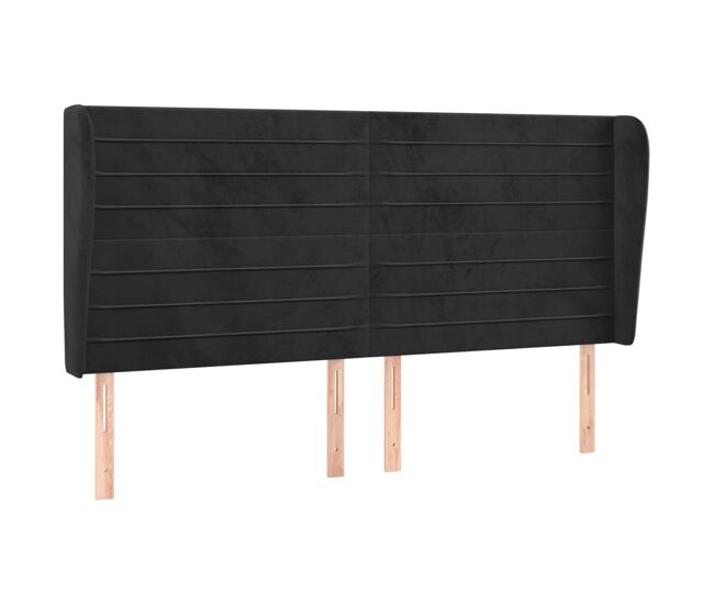 Vidaxl cabeceira de cama c/ abas veludo 163x23x118/128 cm preto