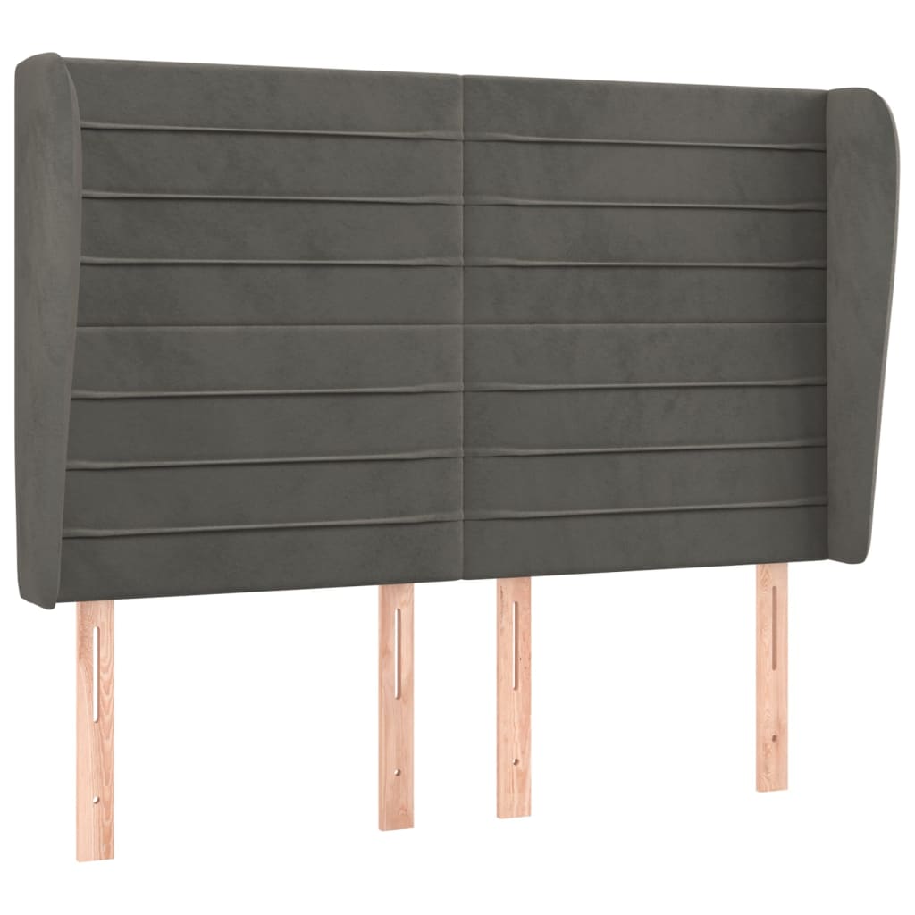 Vidaxl cabeceira cama c/ abas veludo 147x23x118/128 cm cinzento-escuro
