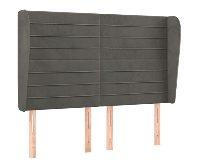 Vidaxl cabeceira cama c/ abas veludo 147x23x118/128 cm cinzento-escuro