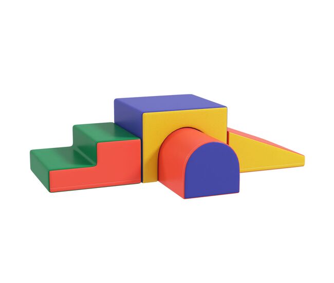 Homcom conjunto de 4 blocos de espuma para enfants de 1-3 anos figuras de construção brinquedo de aprendizagem infantil estofado em pu 150x50x39cm multicor