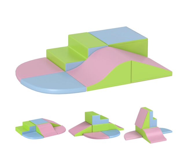 Homcom conjunto de 6 blocos de espuma para enfants 1-3 anos grandes blocos de construção brinquedo educativo para escalar e rastejar multicolor