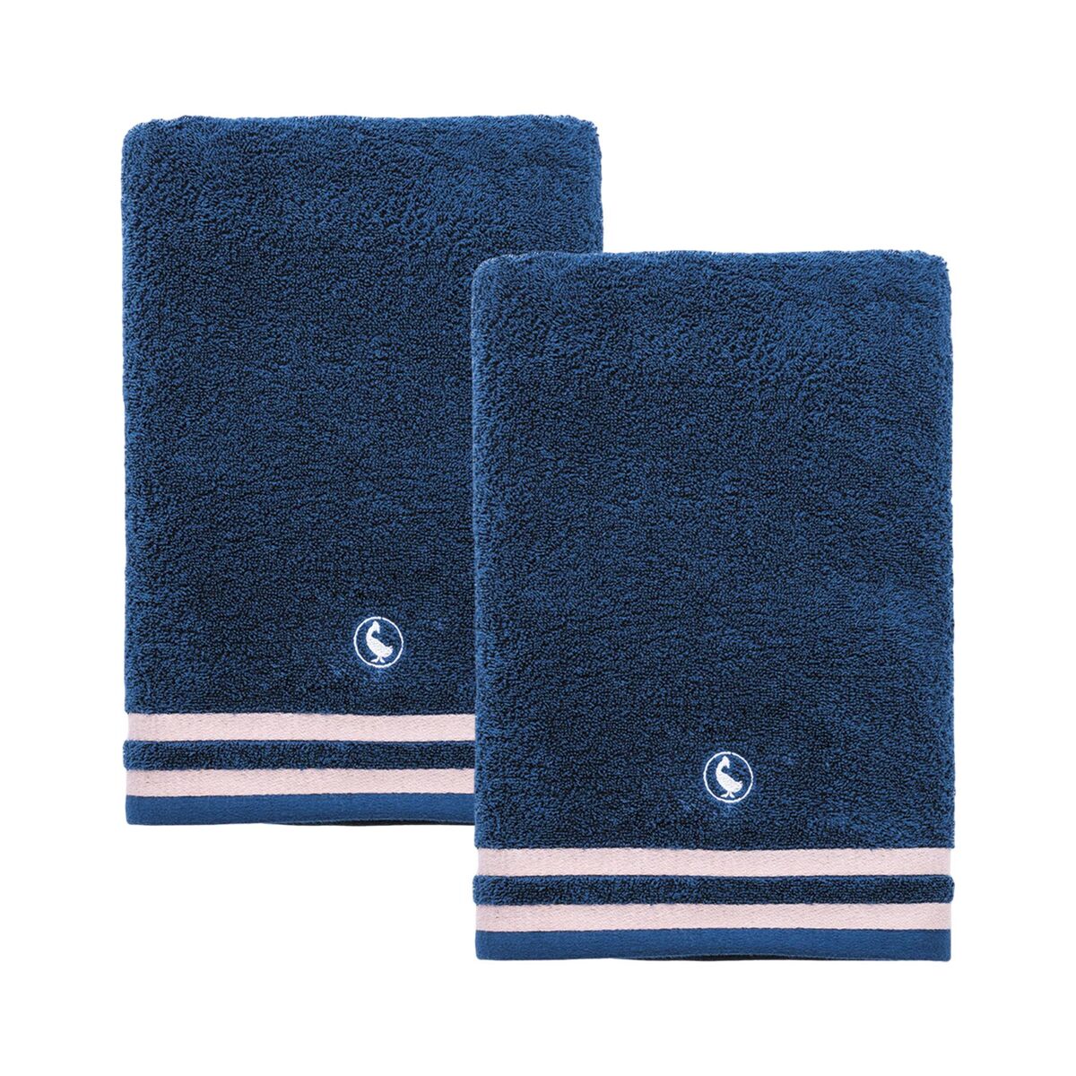 Conjunto de 2 toalhas azul marinho 70x140cm algodão 500gsm el ganso