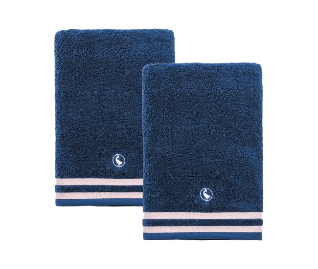 Conjunto de 2 toalhas azul marinho 70x140cm algodão 500gsm el ganso