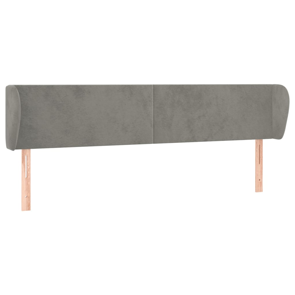 Vidaxl cabeceira de cama c/ abas veludo 203x23x78/88 cm cinzento-claro