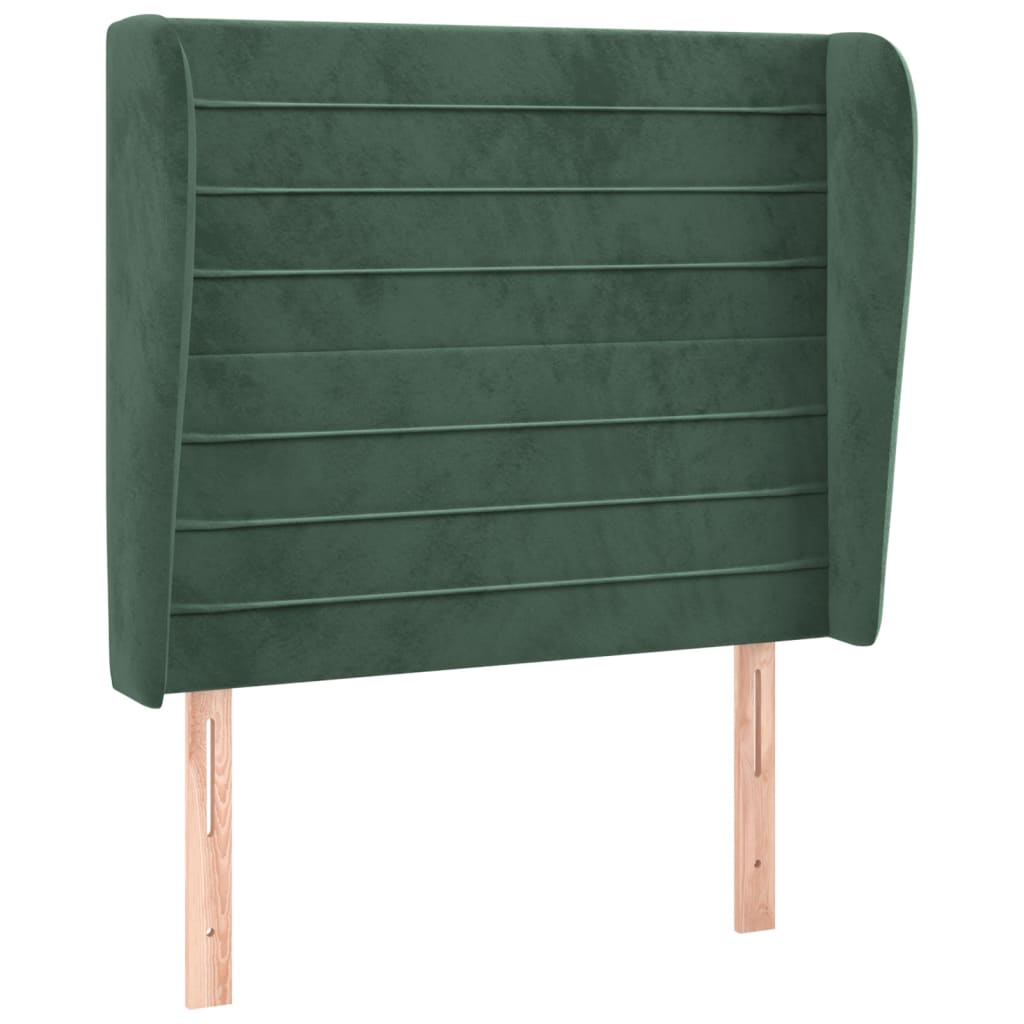 Vidaxl cabeceira cama c/ abas veludo 103x23x118/128 cm verde-escuro
