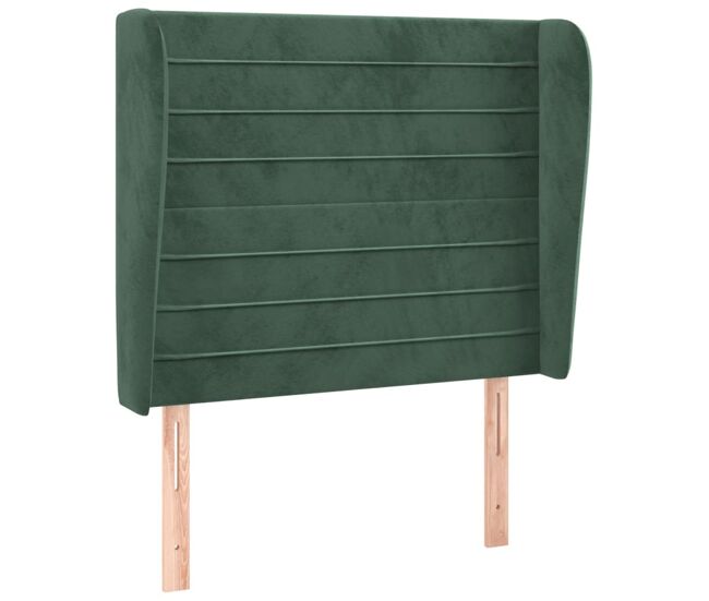 Vidaxl cabeceira cama c/ abas veludo 103x23x118/128 cm verde-escuro