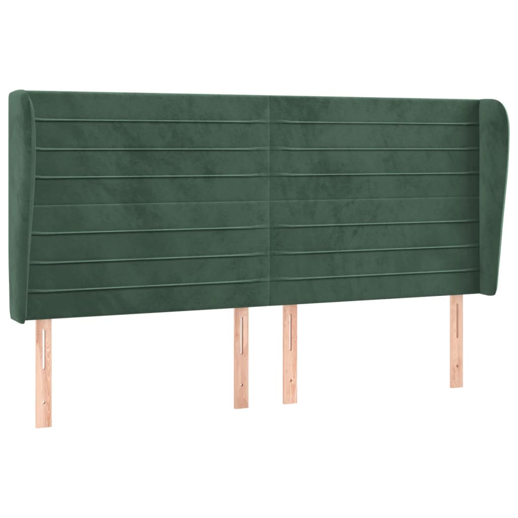 Vidaxl cabeceira cama c/ abas veludo 203x23x118/128 cm verde-escuro