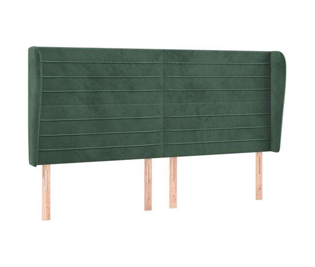Vidaxl cabeceira cama c/ abas veludo 203x23x118/128 cm verde-escuro