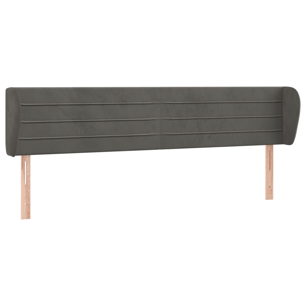 Vidaxl cabeceira de cama c/ abas veludo 163x23x78/88cm cinzento-escuro