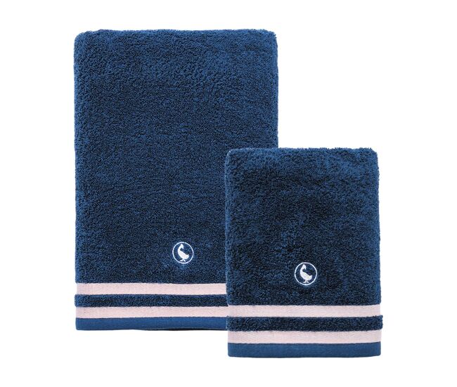 Conjunto de 2 toalhas 50x90cm e 2 toalhas 70x140cm algodão 500gsm azul marinho el ganso