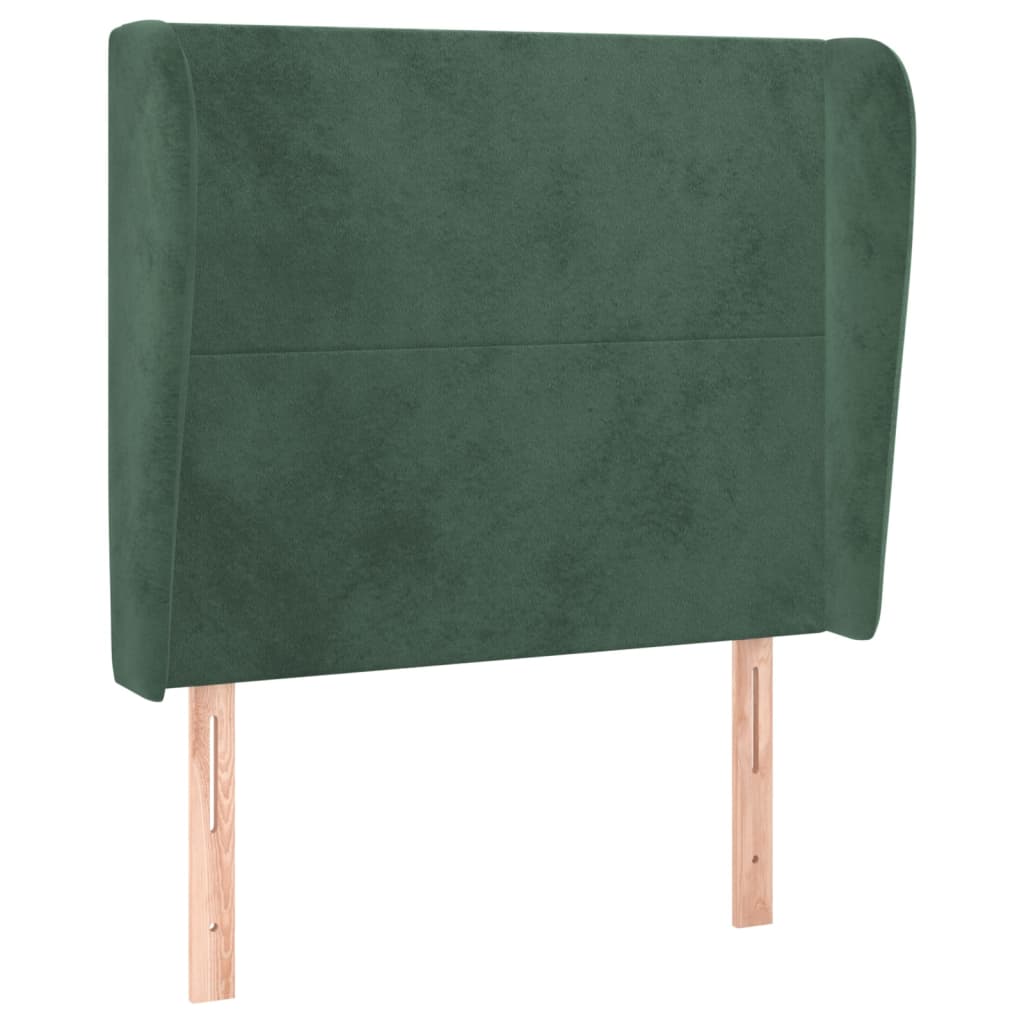 Vidaxl cabeceira cama c/ abas veludo 93x23x118/128 cm verde-escuro
