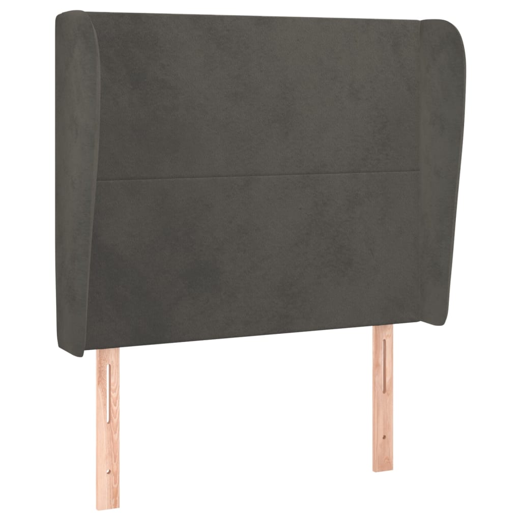 Vidaxl cabeceira cama c/ abas veludo 83x23x118/128 cm cinzento-escuro