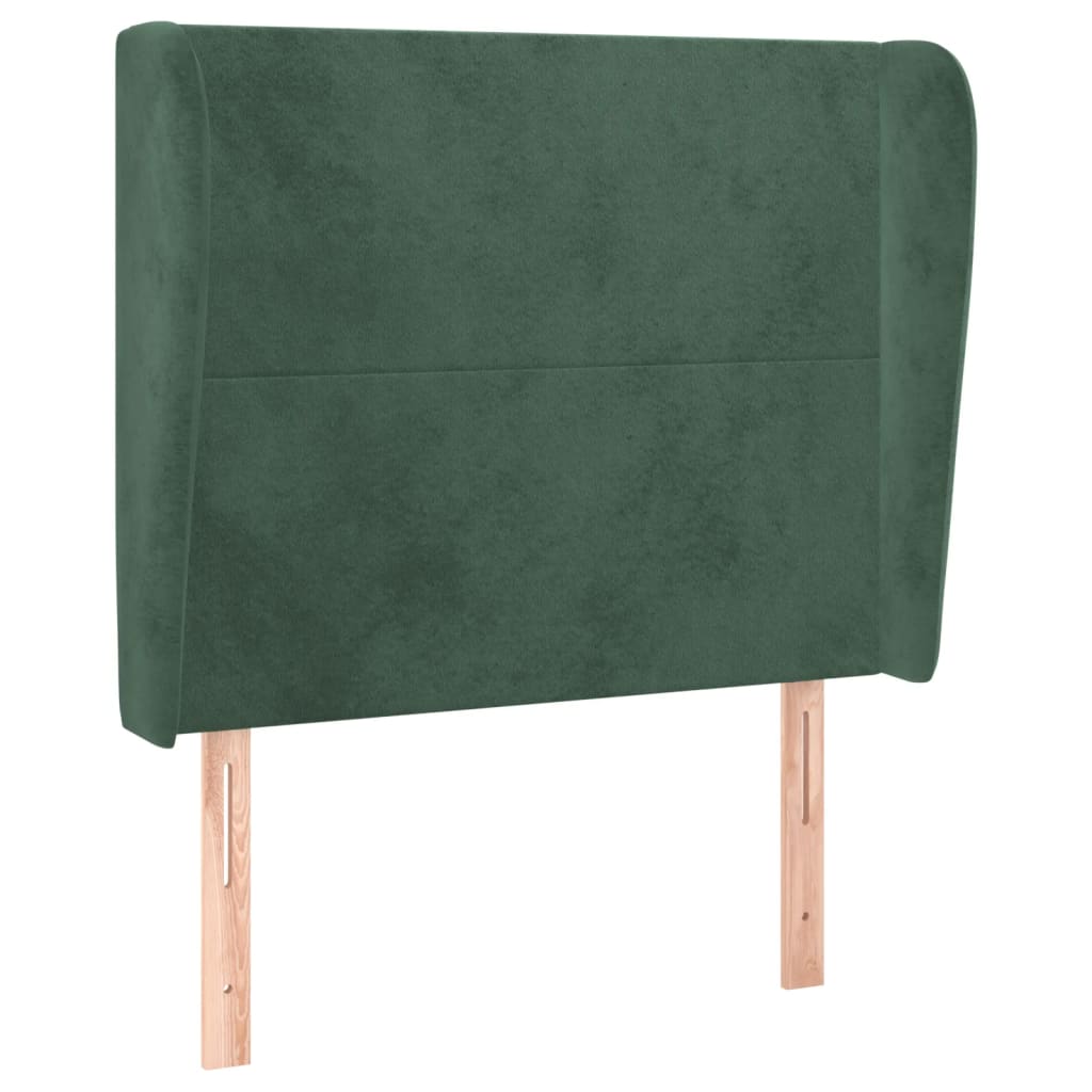 Vidaxl cabeceira de cama c/ abas veludo 83x23x118/128 cm verde-escuro