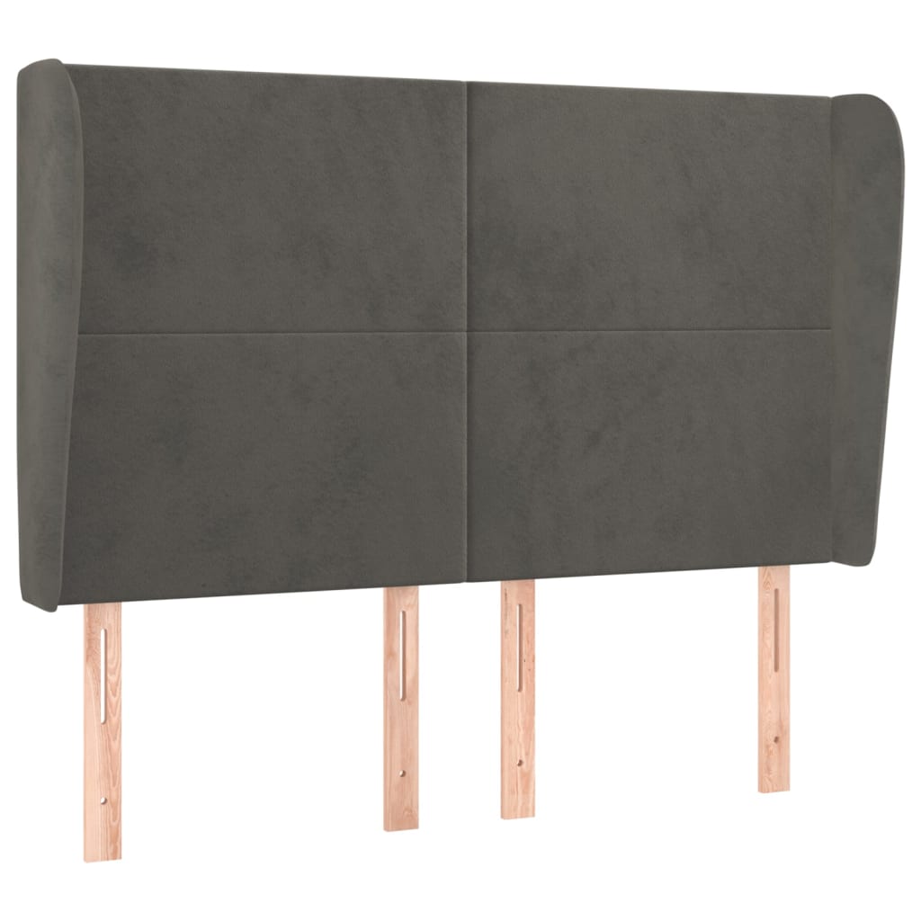 Vidaxl cabeceira cama c/ abas veludo 147x23x118/128 cm cinzento-escuro