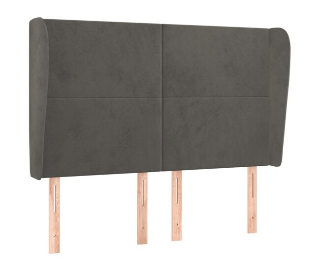 Vidaxl cabeceira cama c/ abas veludo 147x23x118/128 cm cinzento-escuro