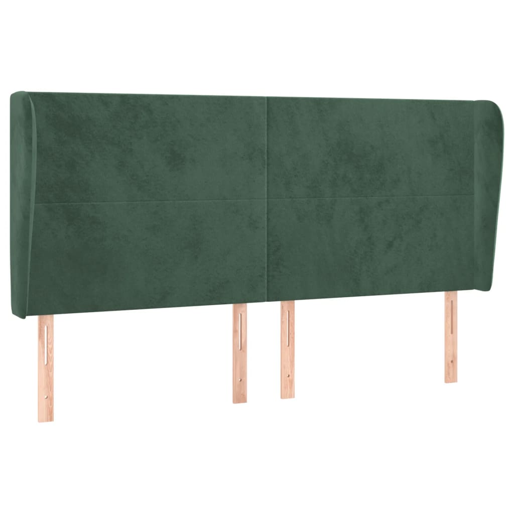Vidaxl cabeceira cama c/ abas veludo 183x23x118/128 cm verde-escuro