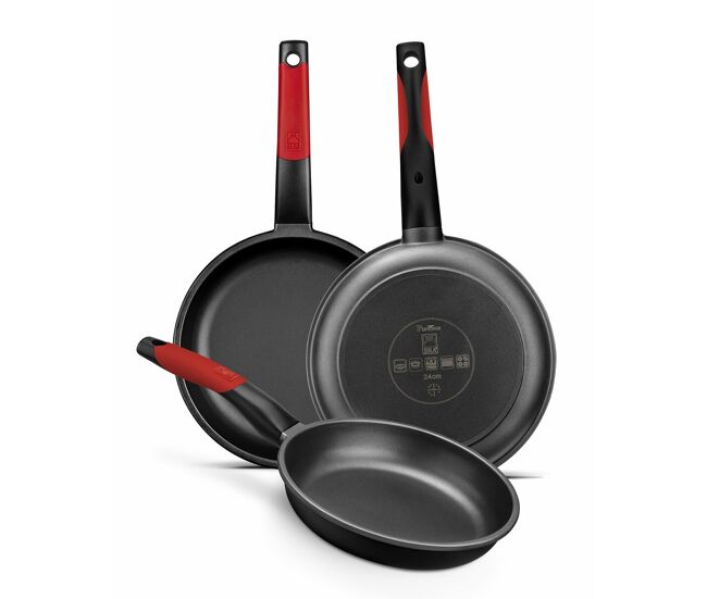 Frigideira antiaderente bra a411224 ø 24 cm preto vermelho aço inoxidável alumínio