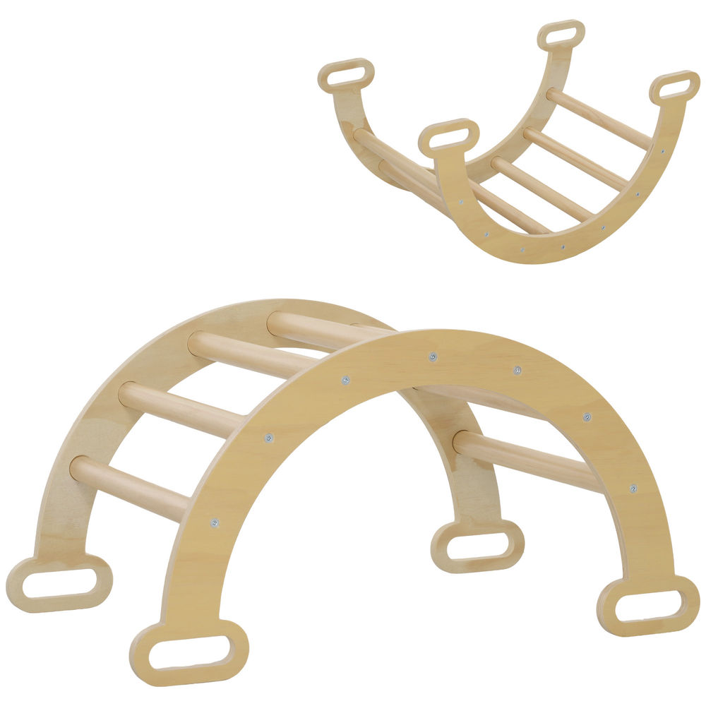 Aiyaplay arco de aprendizagem para crianças 2 em 1 arco de escalar para crianças de 18-48 meses baloiço para bebés carga 50 kg 68x42x36 cm madeira
