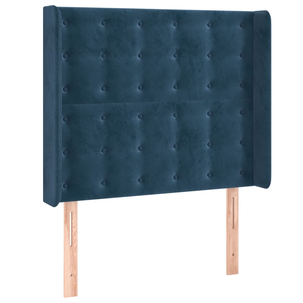 Vidaxl cabeceira cama c/ abas veludo 103x16x118/128 cm azul-escuro