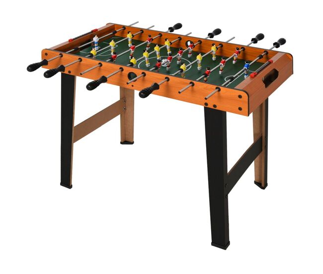 Homcom matraquilhos para crianças de madeira jogo de futebol de mesa com 22 jogadores, 2 marcadores, pernas de mesa longas e curtas, 85x40x61 cm,
