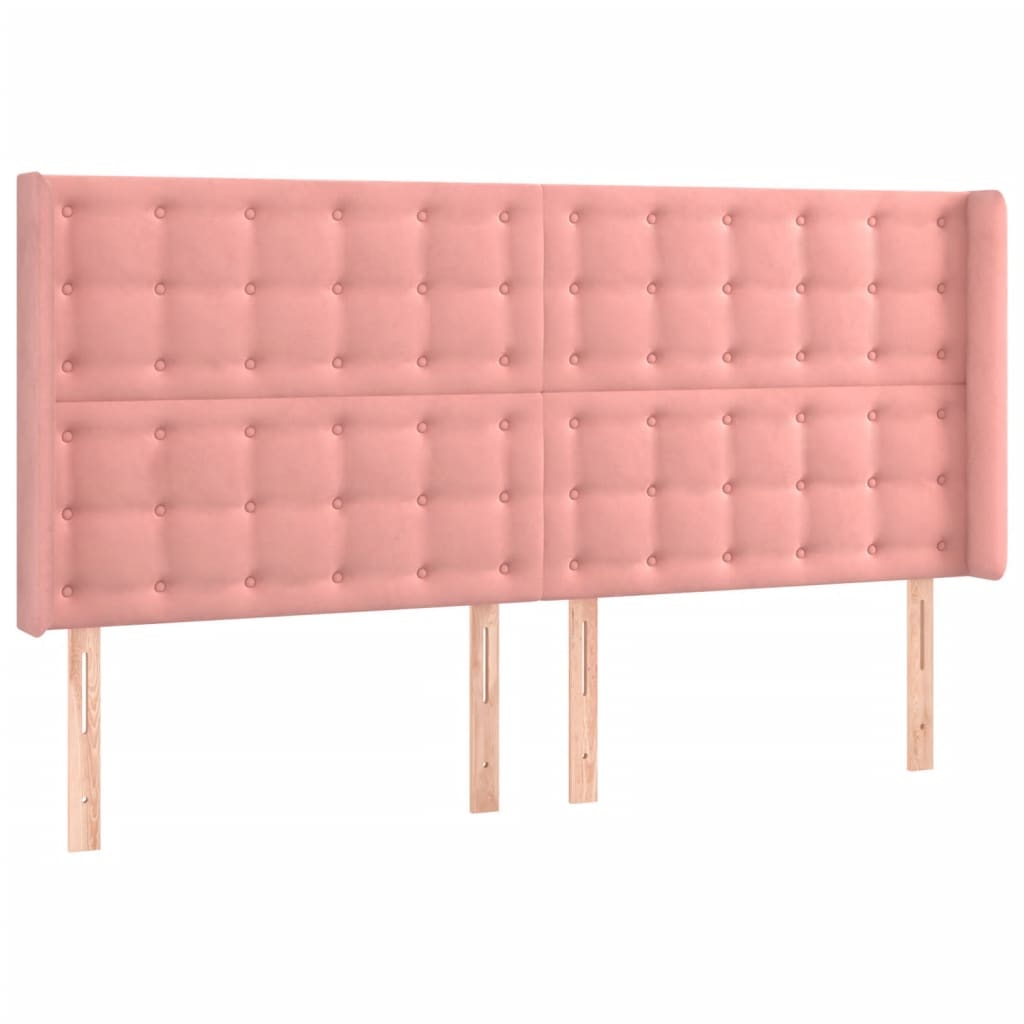 Vidaxl cabeceira cama c/ abas veludo 183x16x118/128 cm rosa