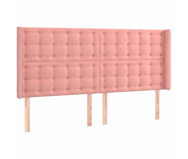 Vidaxl cabeceira cama c/ abas veludo 183x16x118/128 cm rosa