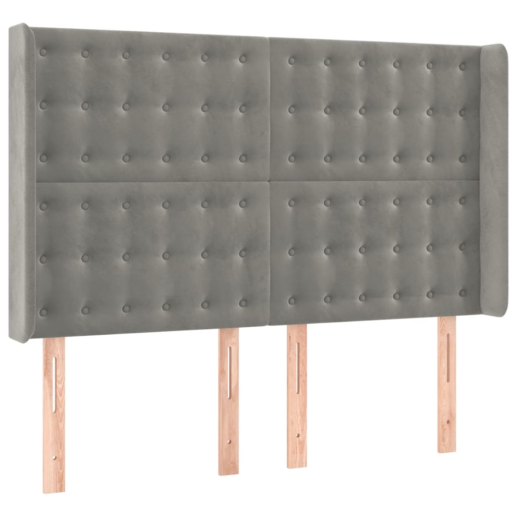 Vidaxl cabeceira cama c/ abas veludo 147x16x118/128 cm cinzento-claro