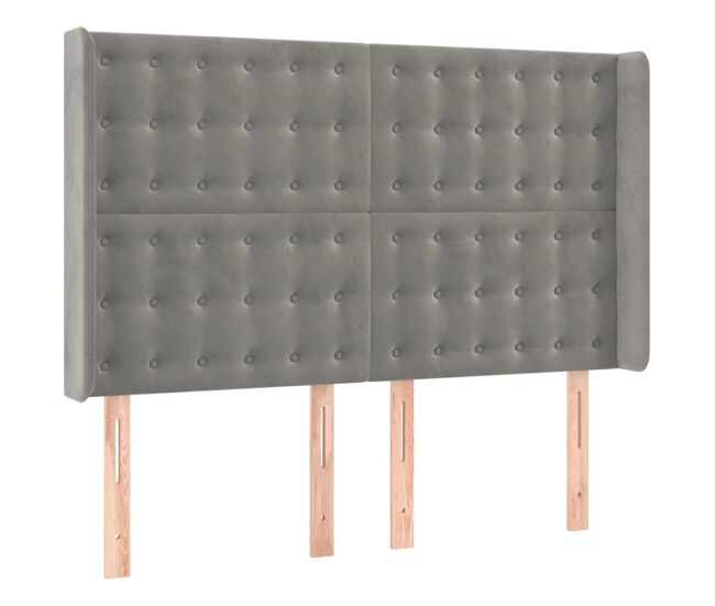 Vidaxl cabeceira cama c/ abas veludo 147x16x118/128 cm cinzento-claro