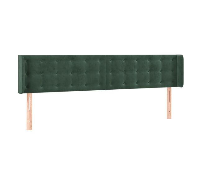 Vidaxl cabeceira de cama c/ abas veludo 203x16x78/88cm verde-escuro