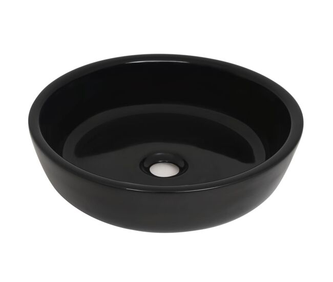 Vidaxl lavatório redondo em cerâmica 42x12 cm preto