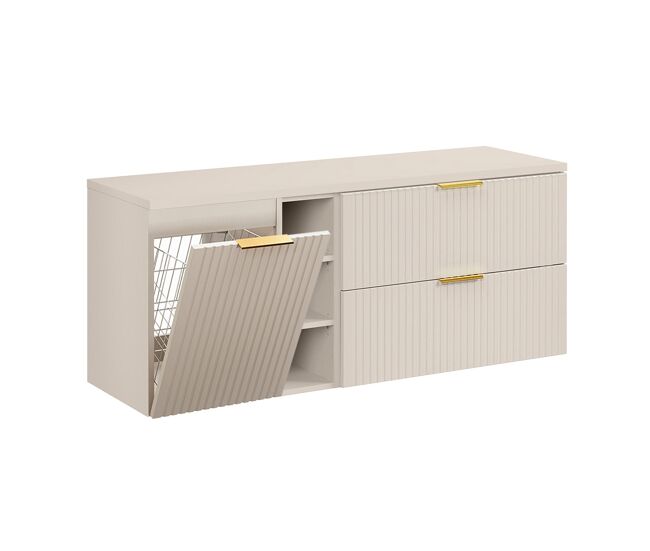 Móvel toucador 140cm 3 nichos cesto roupa adriel caxemira