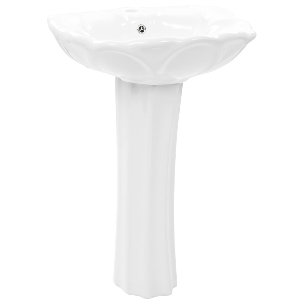 Vidaxl lavatório com coluna cerâmica branco 580x510x200 mm
