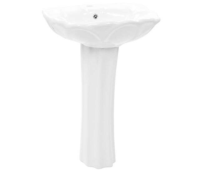 Vidaxl lavatório com coluna cerâmica branco 580x510x200 mm