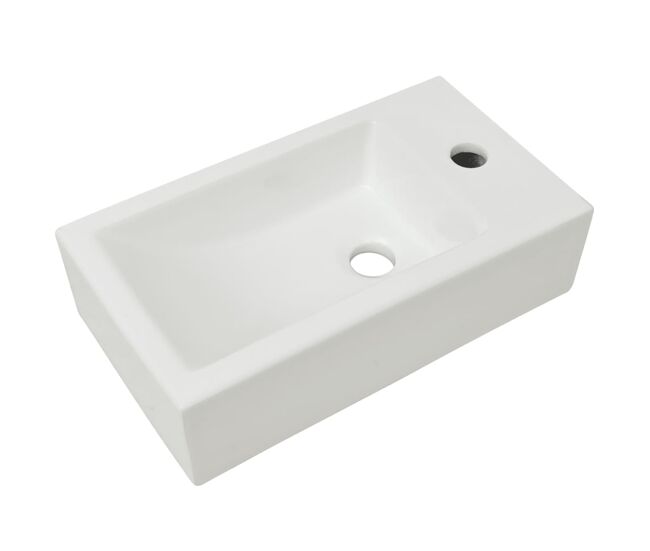 Vidaxl lavatório + abertura torneira cerâmica branco 46x25,5x12 cm