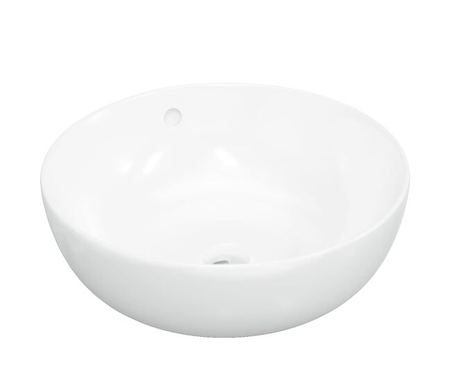 Vidaxl lavatório redondo 44x17 cm cerâmica branco