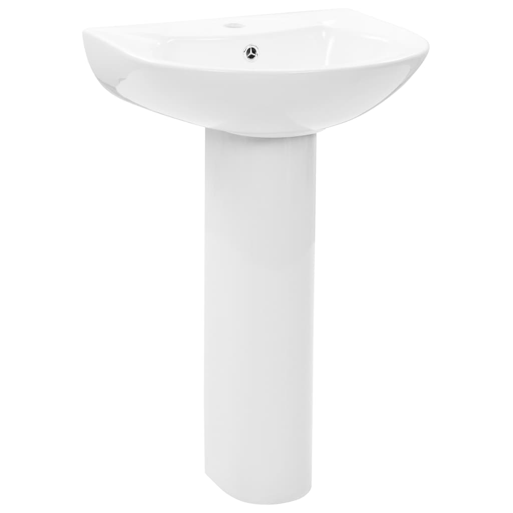 Vidaxl lavatório com coluna cerâmica branco 520x440x190 mm