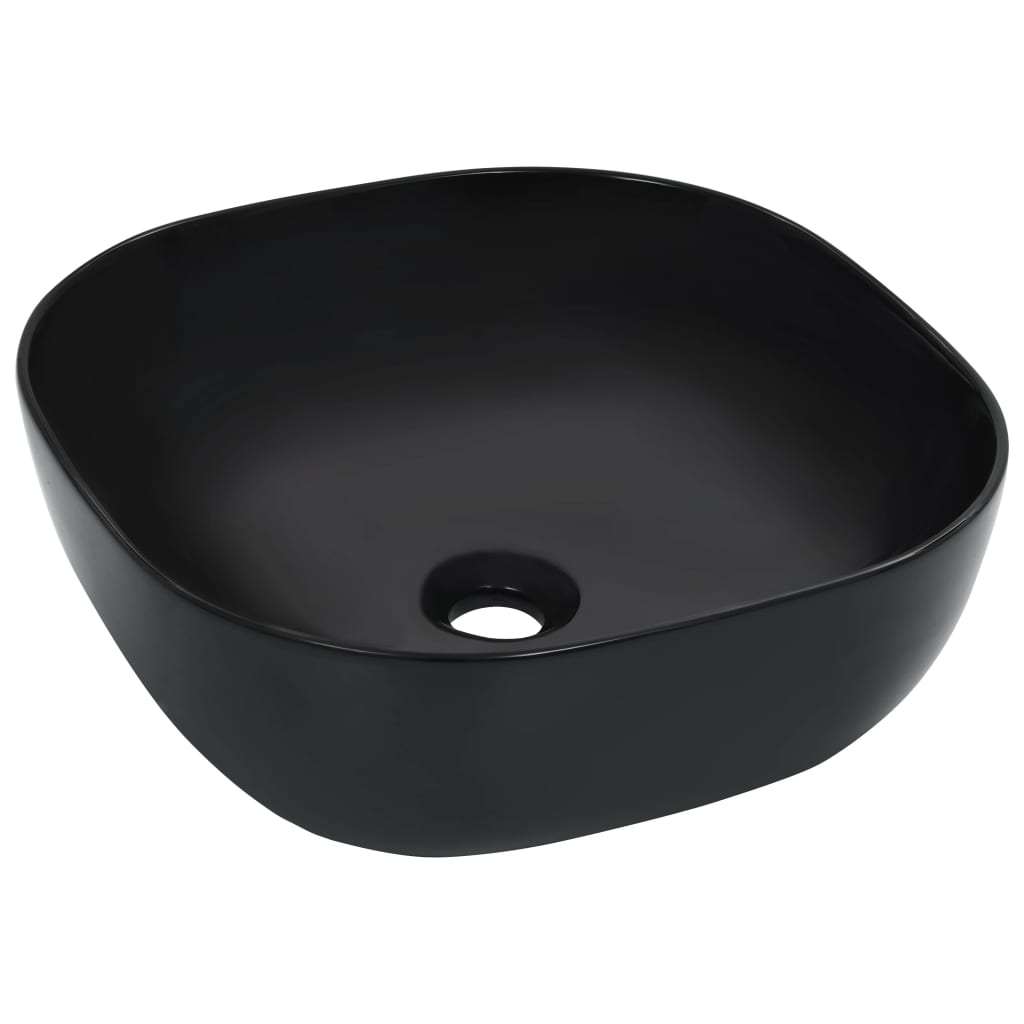 Vidaxl lavatório 42,5x42,5x14,5 cm cerâmica preto
