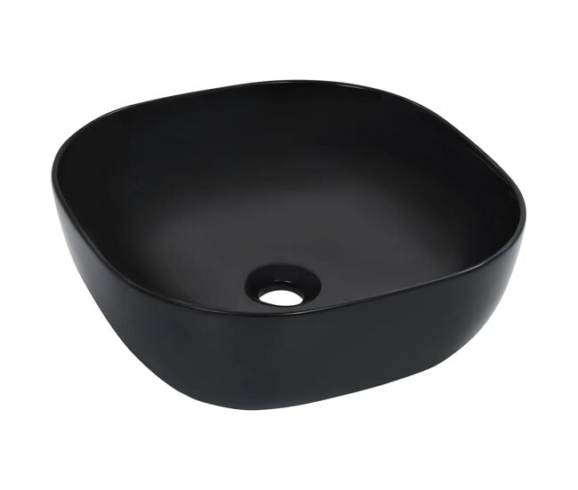 Vidaxl lavatório 42,5x42,5x14,5 cm cerâmica preto