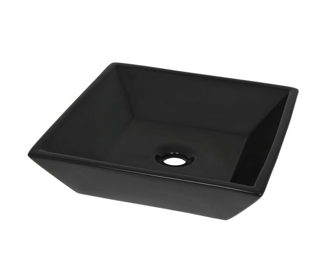 Vidaxl lavatório quadrado preto em cerâmica 41,5x41,5x12 cm