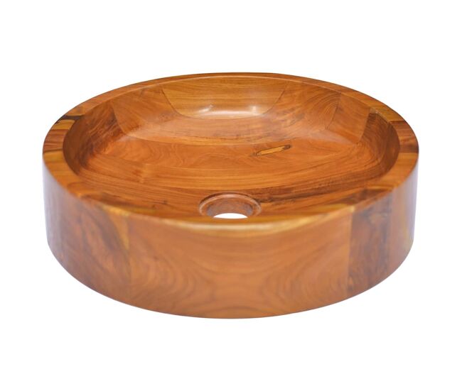 Vidaxl lavatório φ40x10 cm madeira de teca maciça