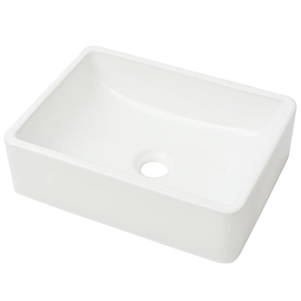 Vidaxl lavatório em cerâmica 41x30x12 cm branco