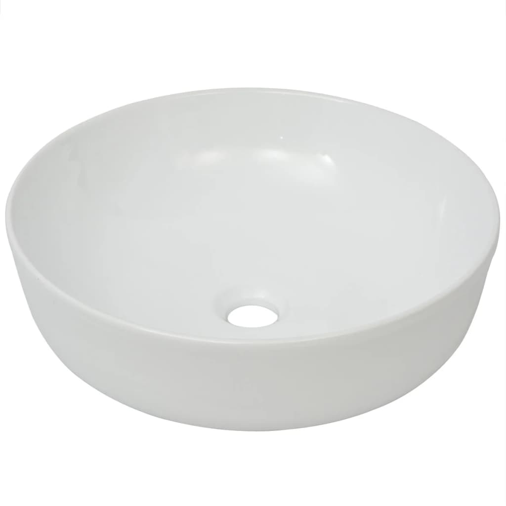Vidaxl lavatório redondo em cerâmica branco 41,5x13,5 cm