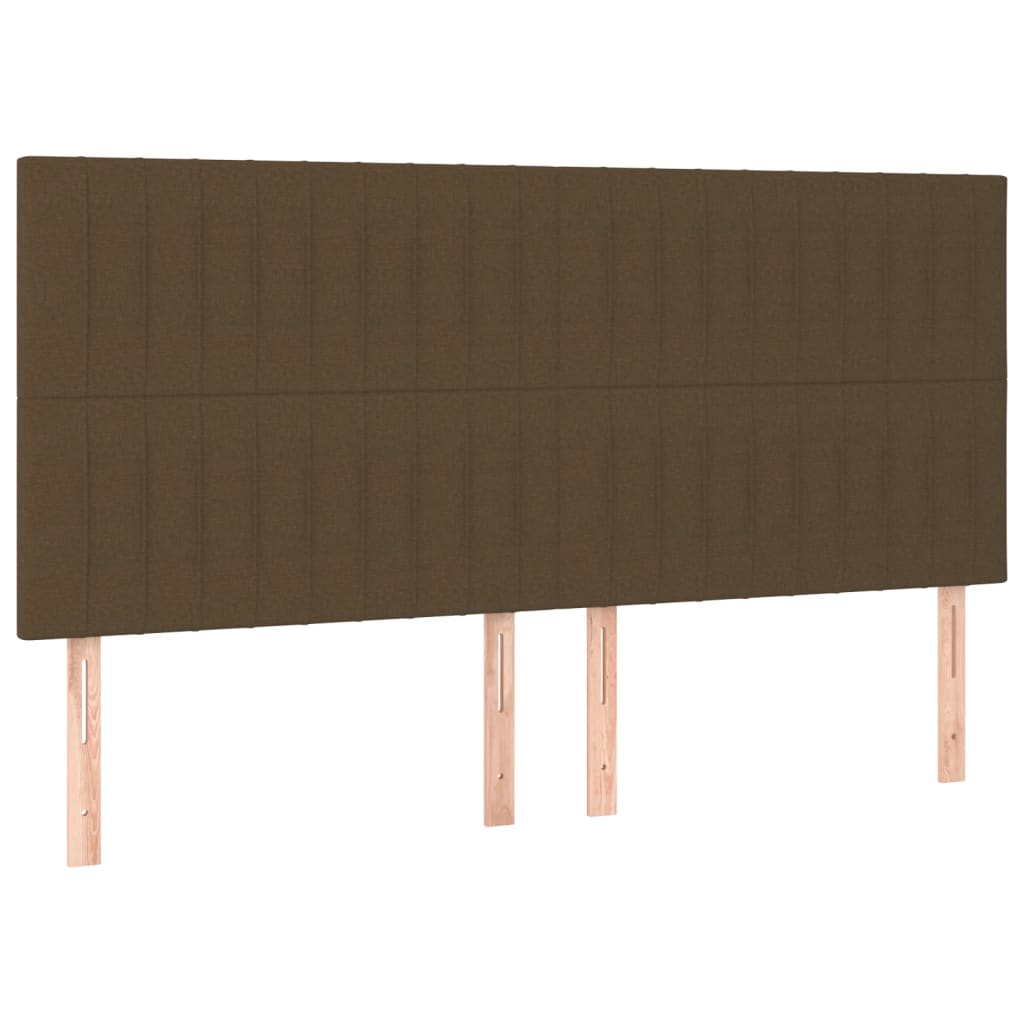 Vidaxl cabeceira castanho escuro 200x5x118/128 cm tecido