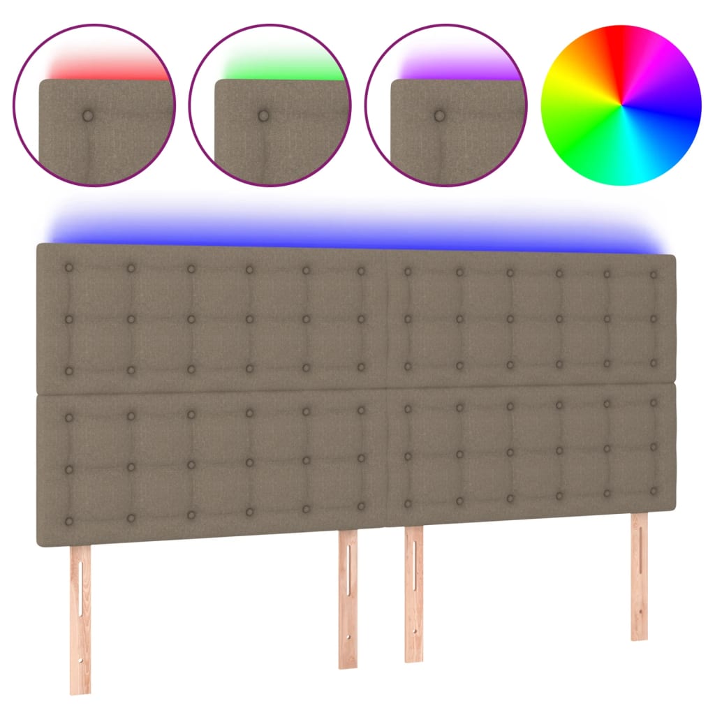 Vidaxl cabeceira cama c/ led tecido 180x5x118/128 cm cinza-acastanhado
