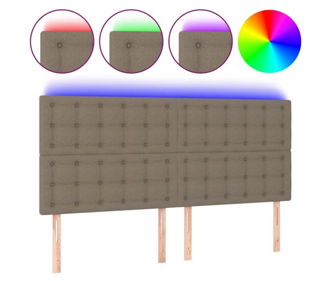 Vidaxl cabeceira cama c/ led tecido 180x5x118/128 cm cinza-acastanhado