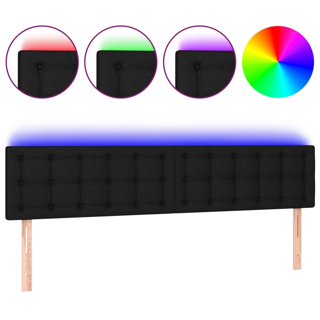 Vidaxl cabeceira de cama c/ luzes led tecido 180x5x78/88 cm preto