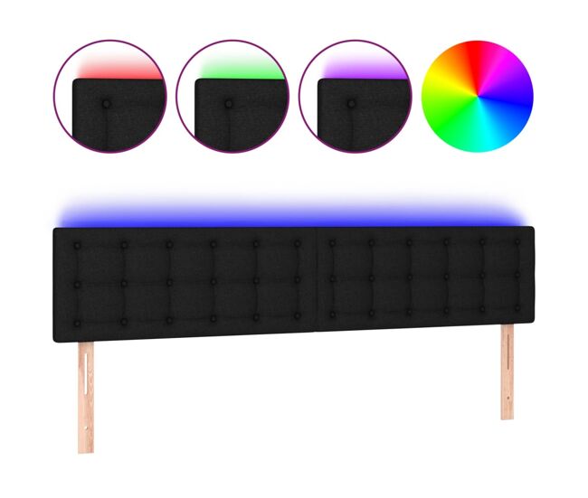Vidaxl cabeceira de cama c/ luzes led tecido 180x5x78/88 cm preto