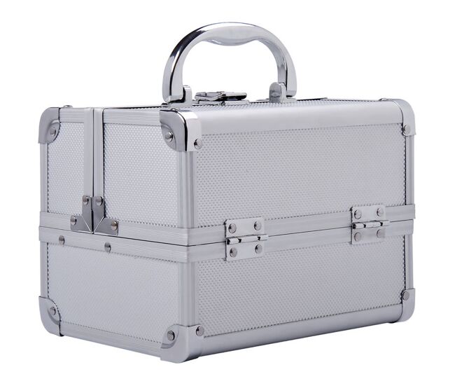 Homcom estojo de maquiagem profissional portátil de cosméticos com bandejas de 3 níveis e espelho 2 chaves para porta-joias manicure 15x15x20cm