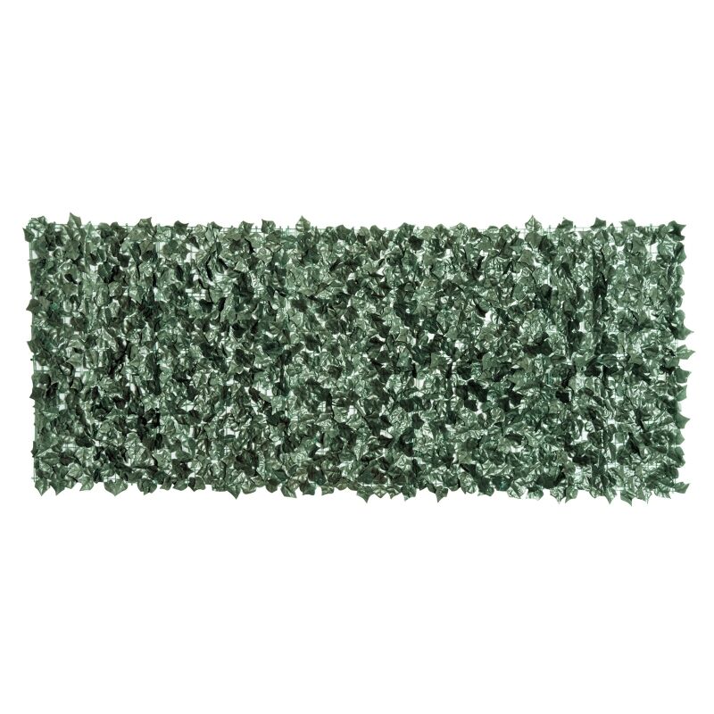 Outsunny vedação artificial em rolo 2,4x1 m vedação de privacidade para balcão jardim exterior planta decorativa de parede pe verde