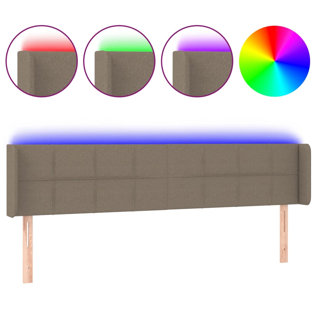 Vidaxl cabeceira de cama c/ luzes led 183x16x78/88cm cinza-acastanhado
